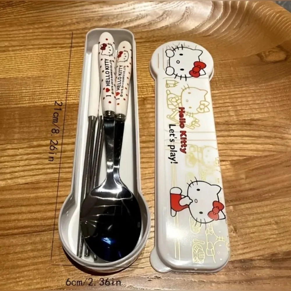 Sanrio Hello Kitty Fork, Spoon & Chopsticks Set